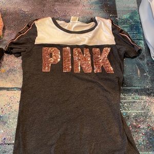 Pink short sleeve sequin top